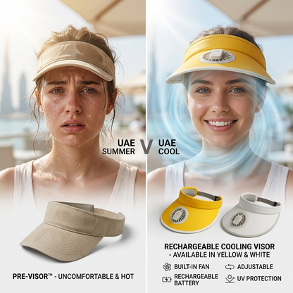 Rechargeable Cooling Fan Sun Visor Cap – USB Rechargeable | UV Protection | Adjustable