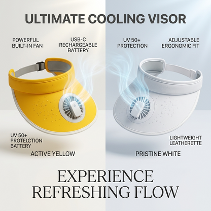 Rechargeable Cooling Fan Sun Visor Cap – USB Rechargeable | UV Protection | Adjustable